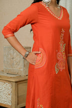 RUST ELEGANCE HAND-PAINTED DUPATTA SUIT SET