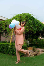 PEACH BLOOM MUL CHANDERI CO-ORD SET