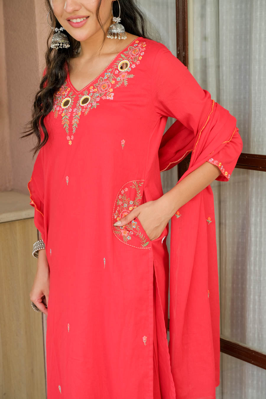 ROSE RED MIRROR SUIT SET