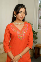 ROYAL RUST EMBROIDERED SUIT SET