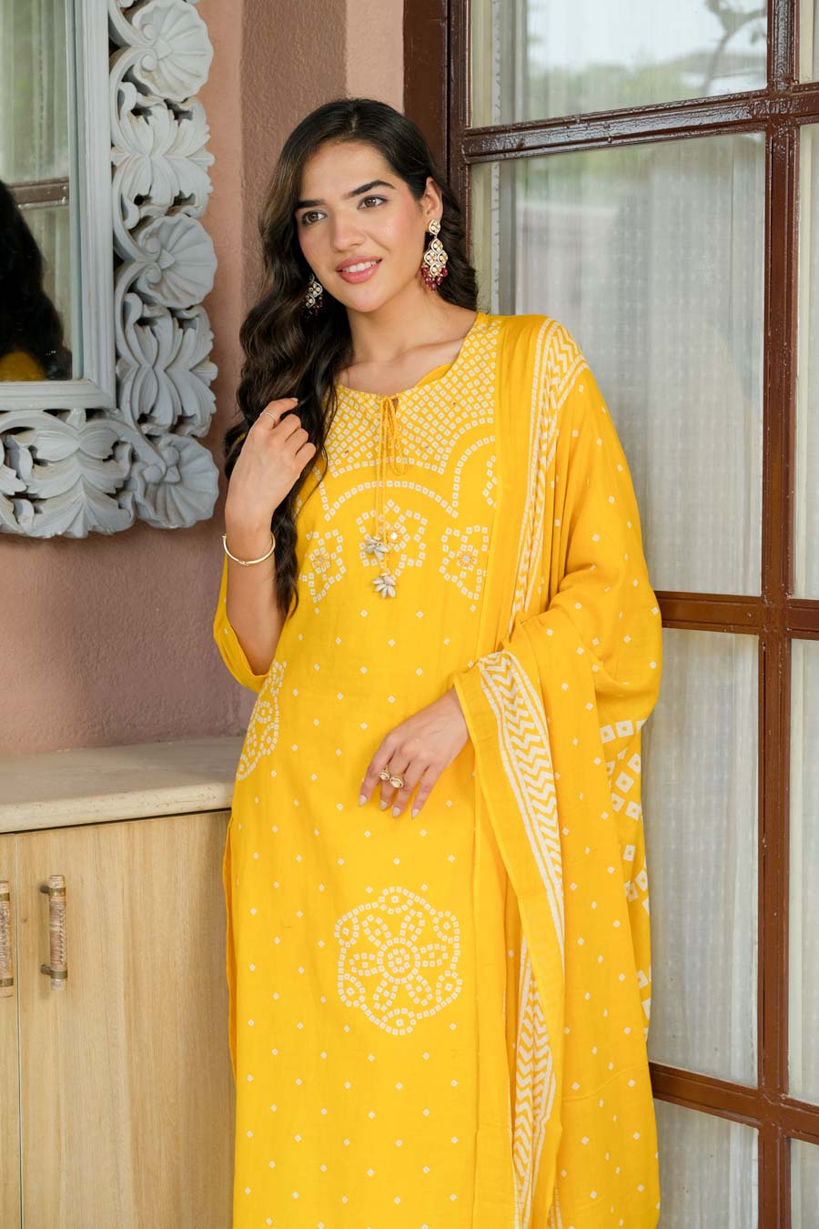 SUNFLOWR HERITAGE BANDHEJ SUIT SET