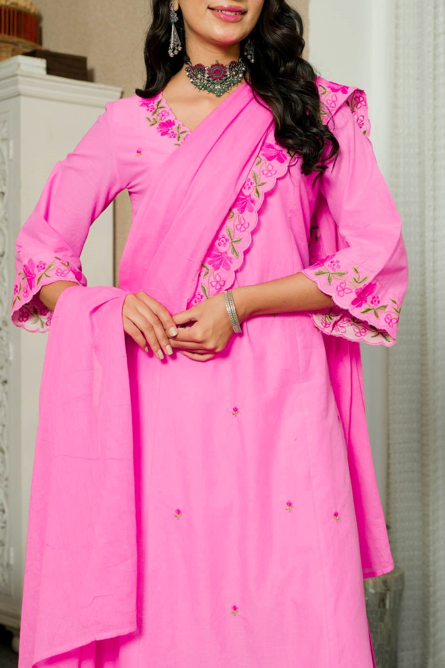 FLORAL BLOOM PINK SUIT SET