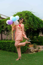 PEACH BLOOM MUL CHANDERI CO-ORD SET