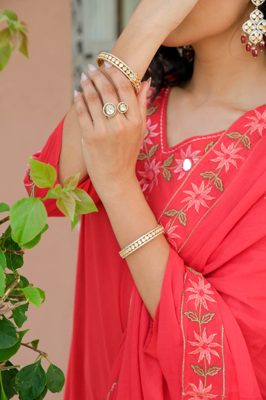 KAIRA BLUSH RED FLORAL SUIT SET