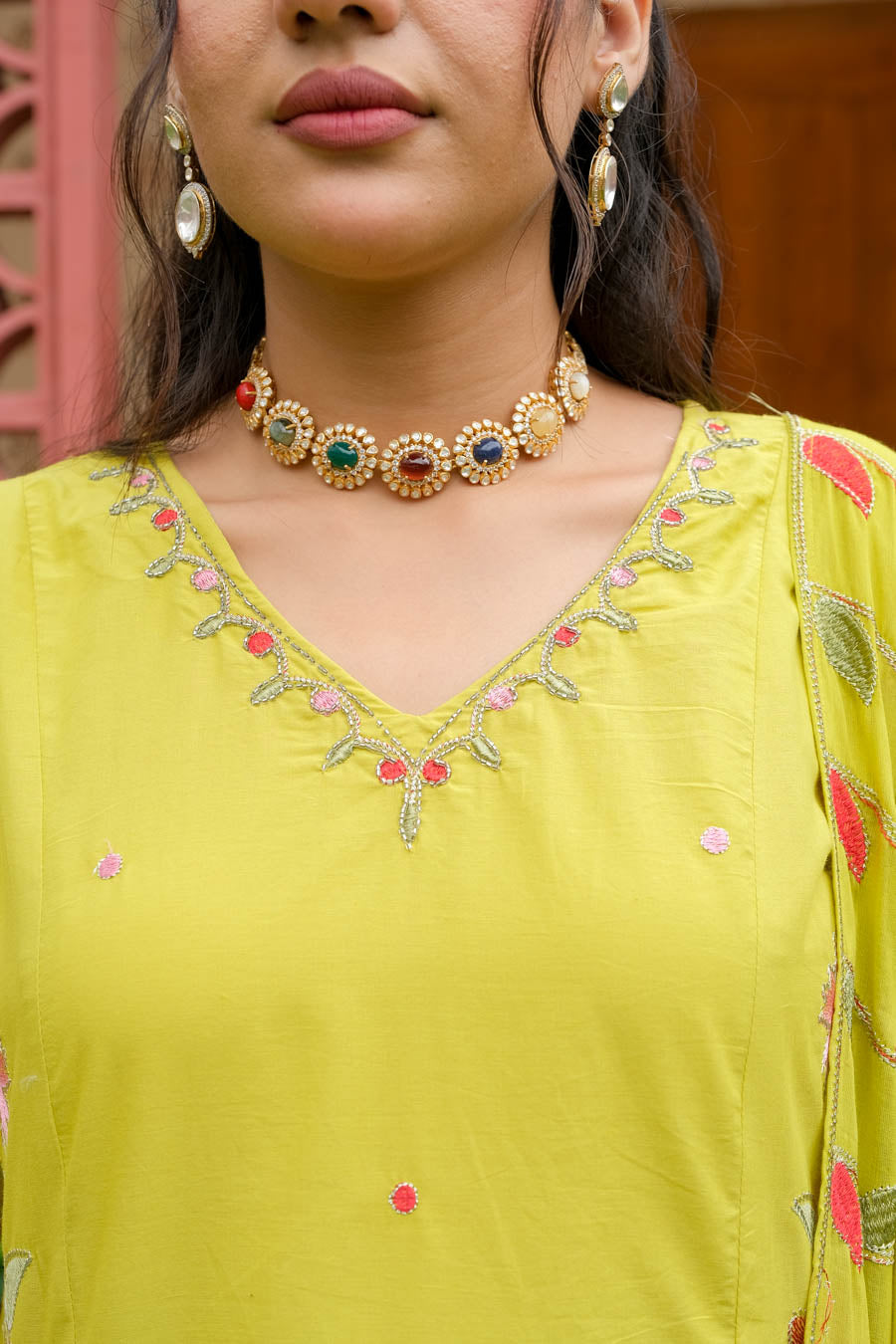 GARDEN FLORAL EMBROIDERED SUIT SET