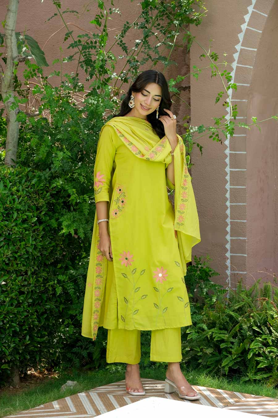 BLUSH LIME FLORAL SUIT SET