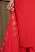 KAIRA BLUSH RED FLORAL SUIT SET