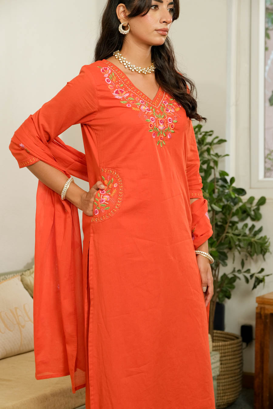 ROYAL RUST EMBROIDERED SUIT SET