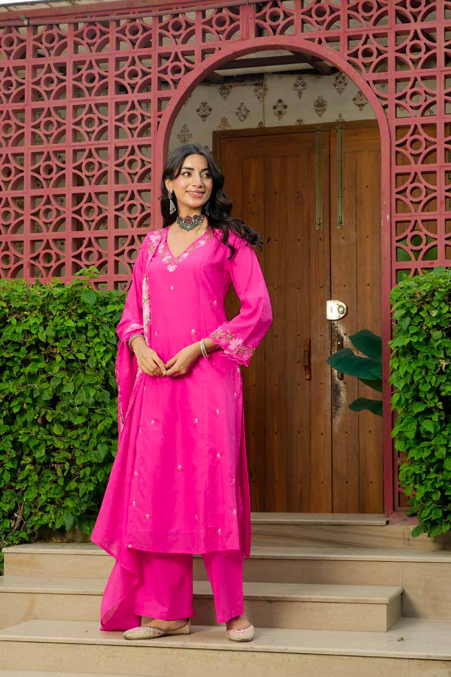 FLORAL BLOOM HOT PINK SUIT SET